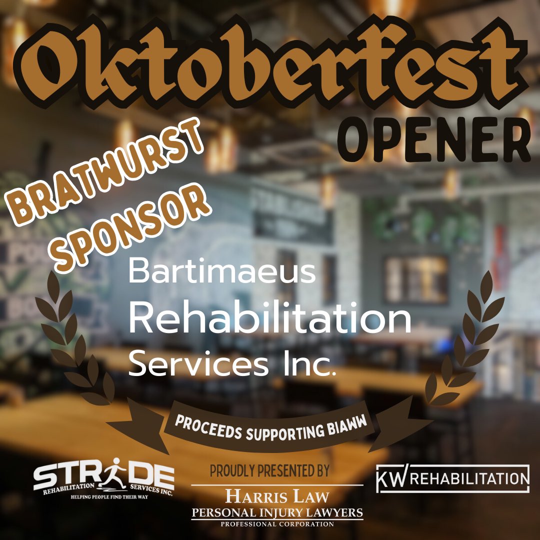 StrideRehab's tweet image. Thank you Buttle Speech Pathology, Bartimaeus Rehabilitation Services Inc. &amp;amp; Apex Health Network for being our Bratwurst Sponsors at Oktoberfest! 🌭🎉 

#thankyousponsor #buttle #bartimaeus #apex
