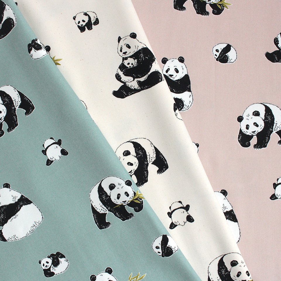 🆕パンダ柄 オックス生地 1mカット ＼ 【限定50店舗】リアルなパンダ