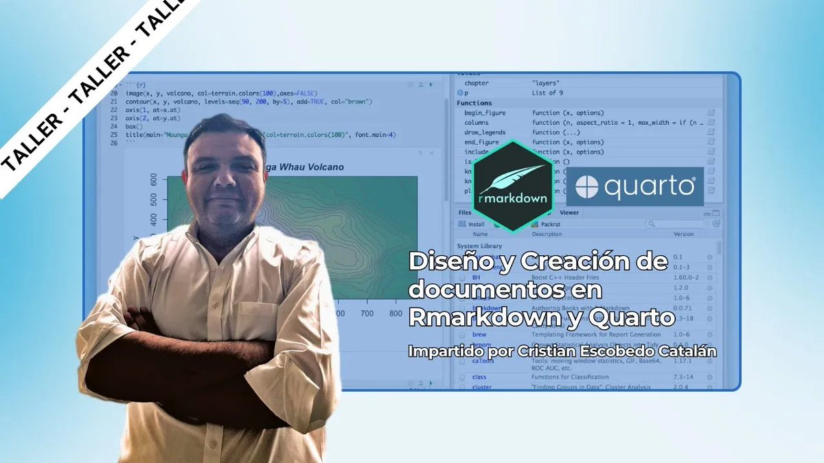 CodigoAbierto25's tweet image. “Chat GPT es una conversación. Para eso necesitas conocimiento y criterio”.
🔉 Taller: Creación y Diseño de Documentos en #RMardown y #Quarto.
Dictado por el académico, investigador y Doctor (c) en Geografía Sr. Cristian Escobedo Catalán
youtube.com/watch?v=0DjE5S…