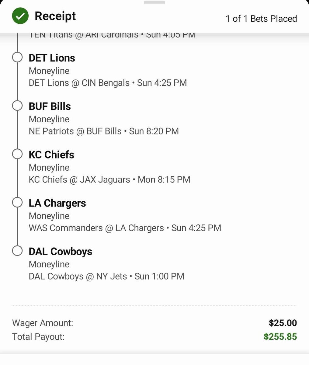 betting_barons's tweet photo. NFL WEEK 5 - MONEYLINE PARLAY [+923]

Presenting: The Barons Bet
"One Bet to Rule Them All"

Chaos throughout the league.
Injuries. Upsets. Turmoil.
The Manor return for Week 5.📜

Follow for weekly bets! https://t.co/P49fc8lGBj