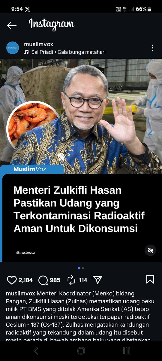 Mohon dipastikan manusia yang bernama <a href="/ZUL_Hasan/">ZULkifli Hasan</a> dan keluarganya ini yang harus memakan pertama udang yg terkontaminasi itu sebagai bukti kata katanya...ayo Kipli..semangat Pli.....🙏