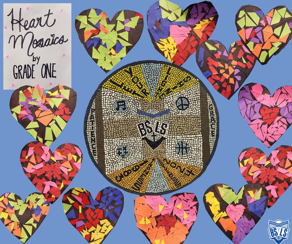 BSLSchool_wpg's tweet photo. Our Grade 1 students explored a new art technique: mosaics!
Inspired by the beautiful school mosaic art piece, they carefully used a variety of colours to design and create their own heart mosaics. The results were as unique and beautiful. https://t.co/bjC703CyZw