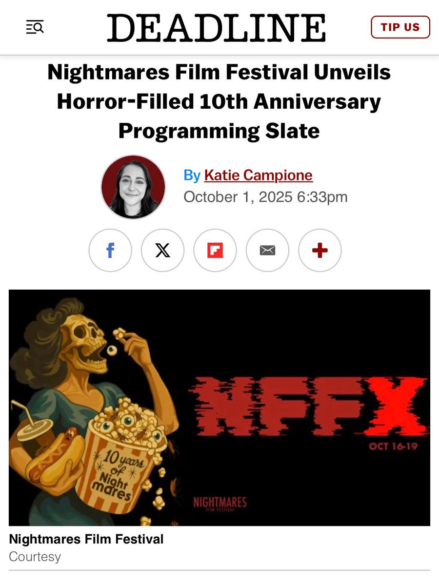 Thanks to <a href="/DEADLINE/">Deadline</a> for spreading the world about our #NFFX full program reveal. Come play with us 10/16-19 for the world’s best celebration of #BetterHorror