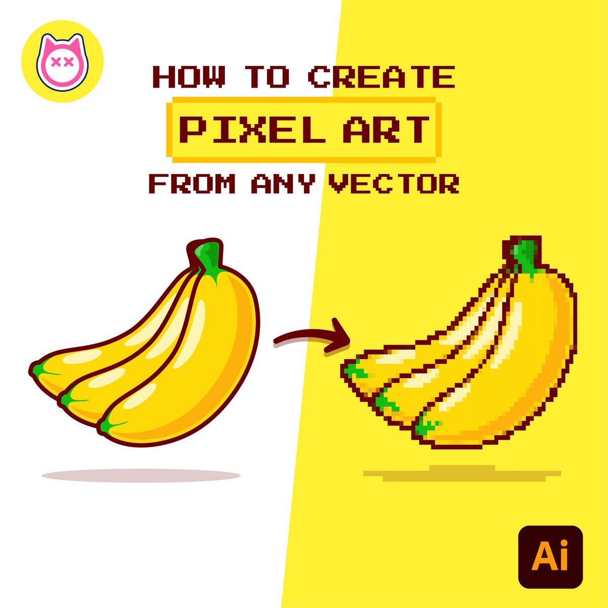 catalystvibes's tweet image. Tutorial Banana Pixel Art🍌✒️

Let&apos;s practice together😍 // How? Is it easy enough tutorial from us?😍

#AdobeIllustrator #VectorArt #IllustrationTips #DigitalDrawing #DesignTutorial #LearnIllustration #PixelArt #PixelDesign #CatalystTutorial
