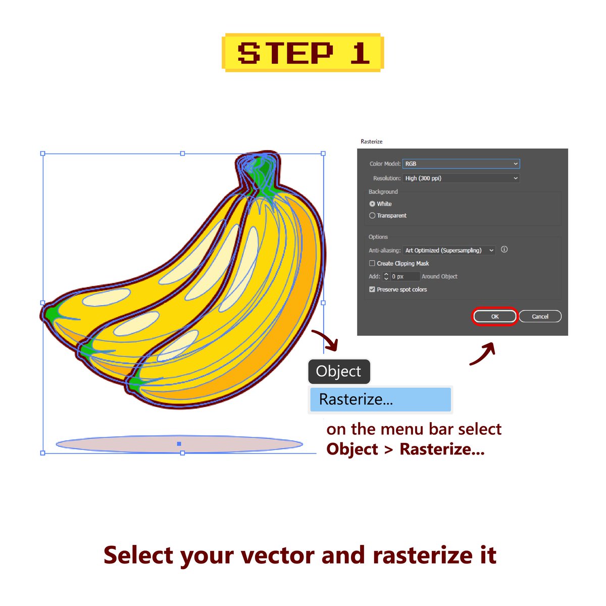 catalystvibes's tweet image. Tutorial Banana Pixel Art🍌✒️

Let&apos;s practice together😍 // How? Is it easy enough tutorial from us?😍

#AdobeIllustrator #VectorArt #IllustrationTips #DigitalDrawing #DesignTutorial #LearnIllustration #PixelArt #PixelDesign #CatalystTutorial