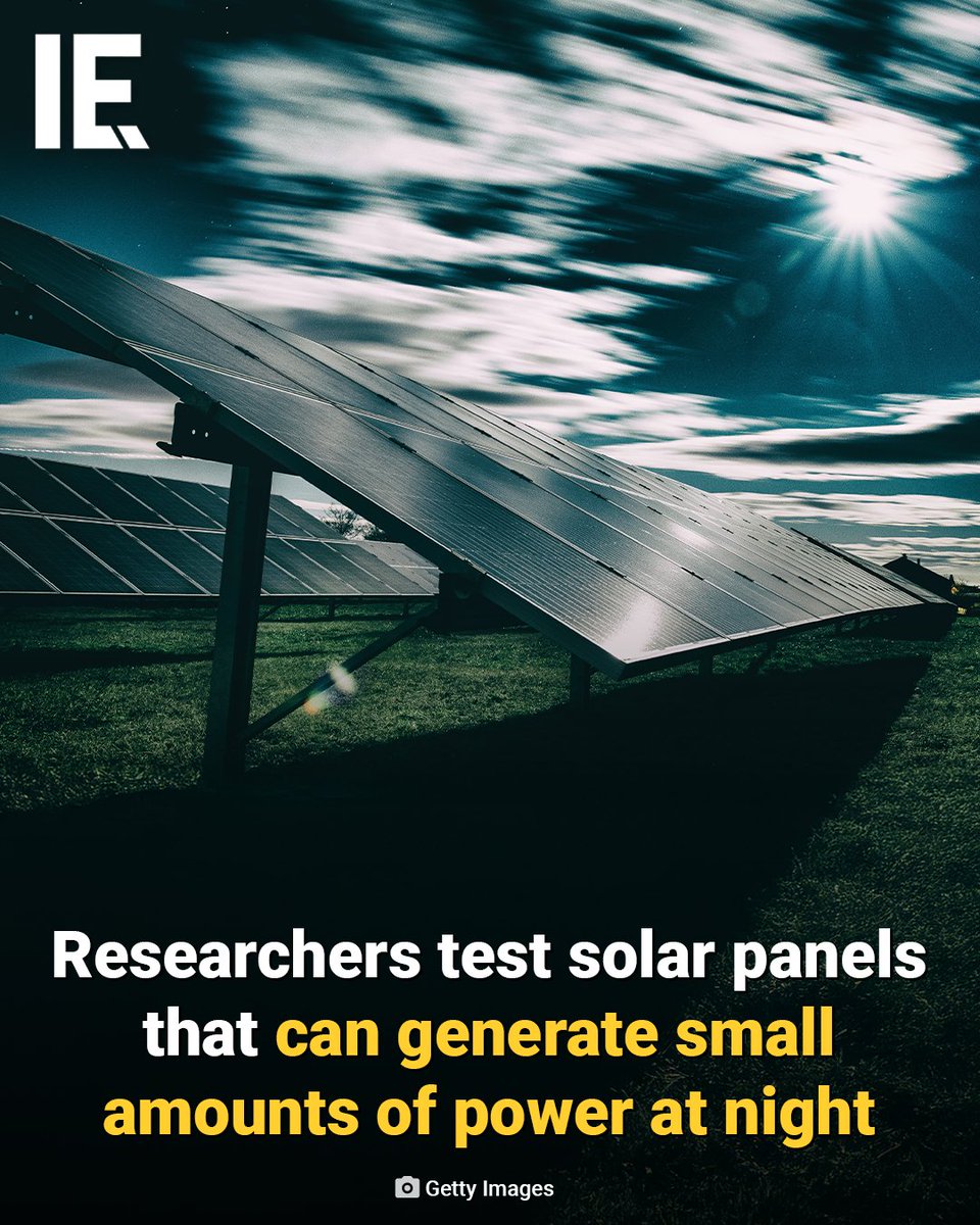 IntEngineering's tweet image. Scientists at Stanford have demonstrated a way to make solar panels work even after sunset by pairing them with thermoelectric generators that exploit radiative cooling. The panels release heat to the night sky, creating a temperature difference that produces a tiny electric…