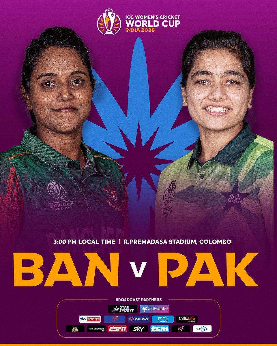 A crucial match at #CWC25 as two Asian rivals take on each other in Colombo 🔥

Details on how to watch 👉bit.ly/46pHqKc