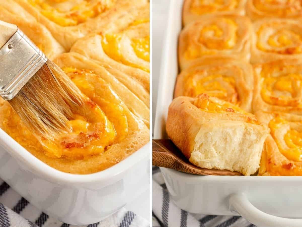 kyleecooks's tweet image. This Garlic Cheese Bread is buttery, cheesy and crave able. They pull apart and are soft, garlicky and delicious. Try to eat just one! #bread #rolls #garlicbread #cheddar #garlic kyleecooks.com/cheddar-garlic…