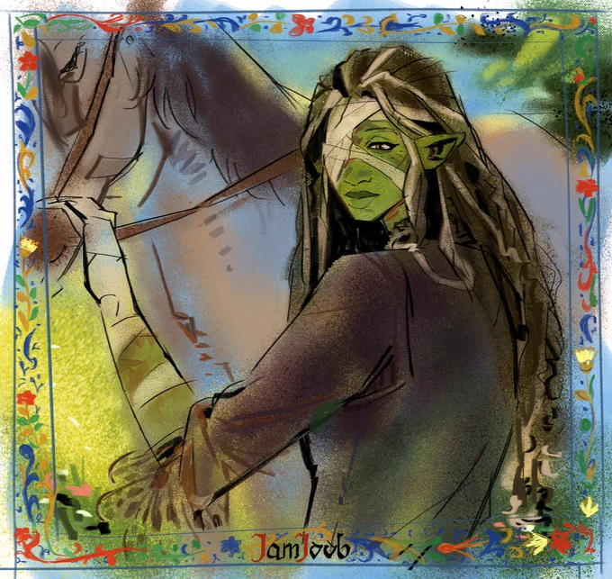 The improvement of drawing my Attrition Elphie is crazy. Idk who that first lady is