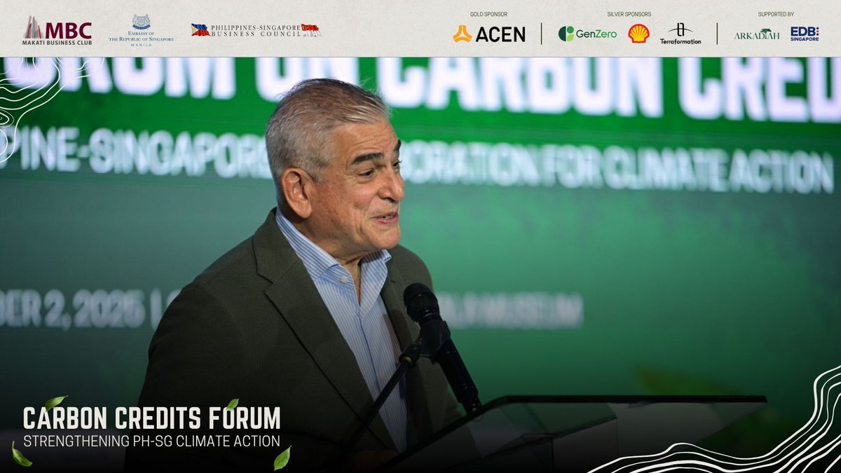 HAPPENING NOW: MBC Chairman Edgar Chua and Vice Chair Jaime Augusto Zobel de Ayala both highlight the importance of facilitating discussions on complex and dynamic topics such as carbon markets and carbon credits during their speeches at the High-Level Forum on Carbon Credits.