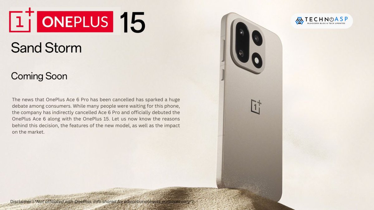 technoasp1's tweet image. 🔥 Tech Industry Buzz!
The news that OnePlus Ace 6 Pro has been cancelled has sparked huge debate among smartphone enthusiasts. While many were eagerly waiting for the Ace 6 Pro, OnePlus surprised fans by official 
bit.ly/42Igq6z