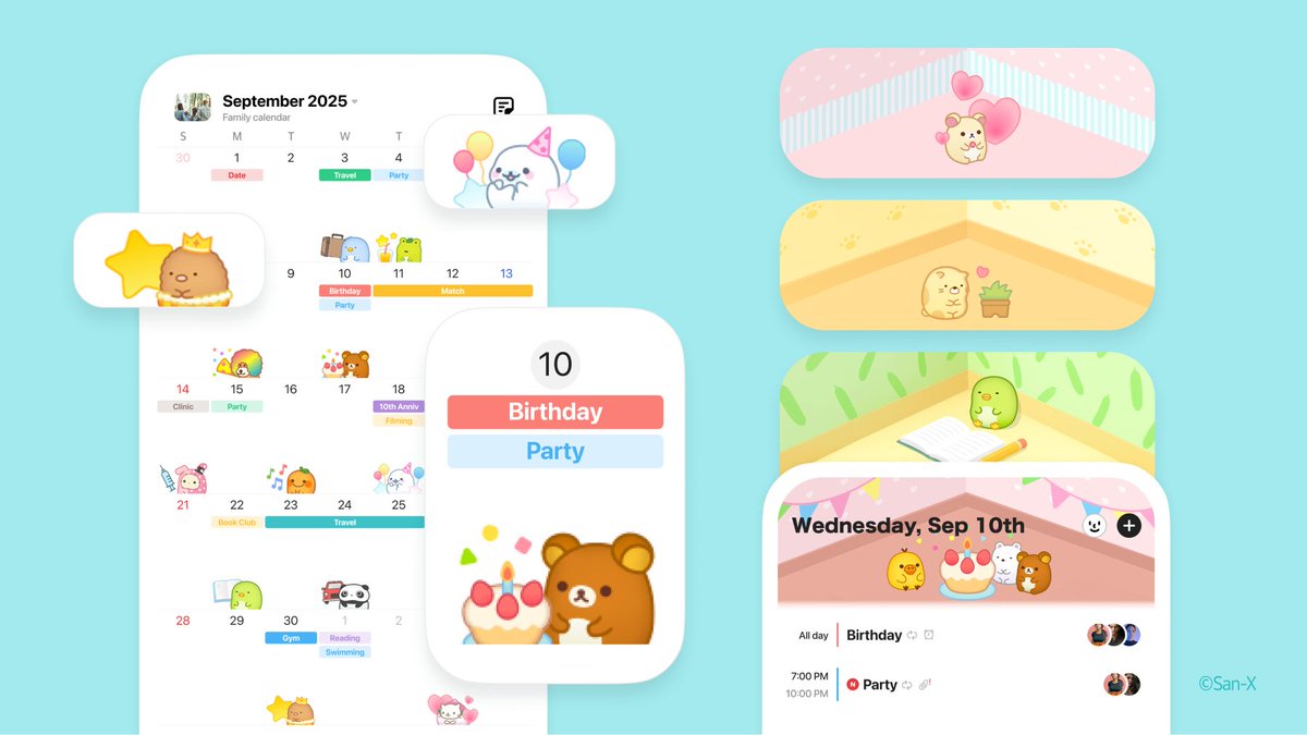 TimeTreeApp's tweet image. 🐻 Stickers from “SUMI SUMI: Matching Puzzle” are here! 🎉
Rilakkuma, Sumikkogurashi, Tarepanda & more beloved characters will brighten your life and calendars with cuteness & fun!
