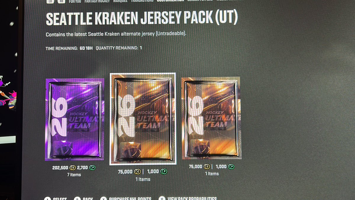 They really put the new Kraken jersey behind a paywall 💀 #NHL26