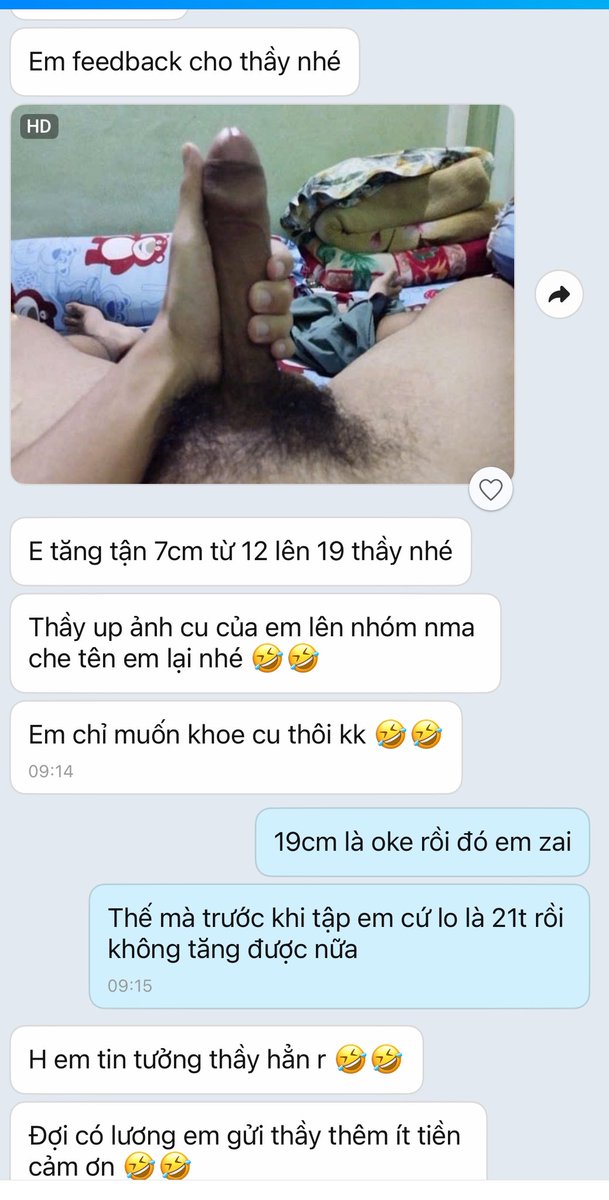 biquyetalpha's tweet photo. "Em feedback cho thầy nhé. E tăng tận 7cm từ 12 lên 19 thầy nhé. Thầy up ảnh cu của em lên nhóm nma che tên em lại nhé🤣 Em chỉ muốn khoe cu thôi kk. H em tin tưởng thầy hẳn r. Đợi có lương em gửi thầy thêm ít tiền cảm ơn 🤣"

👉Nhóm Zalo https://t.co/APiH6bzqAK https://t.co/NECpm5TDmk