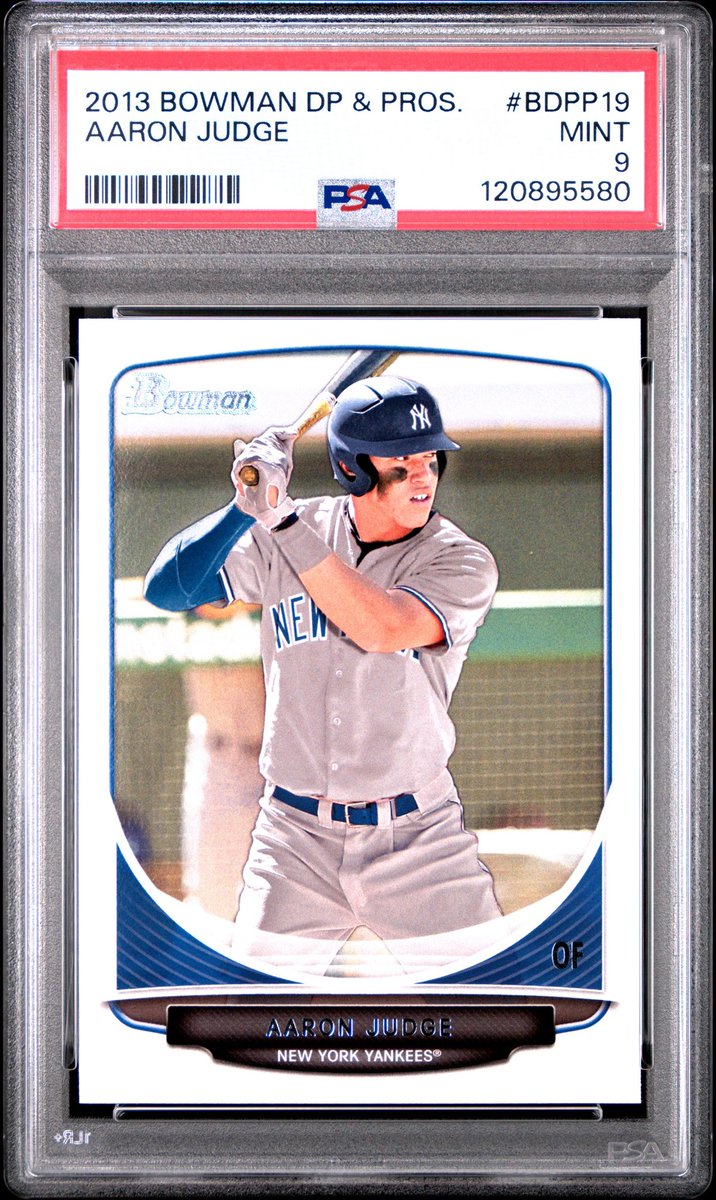 #AllRise who needs some Aaron Judge in their life? All prices shipped PPGS
2013 Bowman Chrome Refractor PSA 9 $675
2013 Bowman Chrome PSA 9 $250
2013 Bowman PSA 10 $250 (2 Available)
2013 Bowman PSA 9 $130