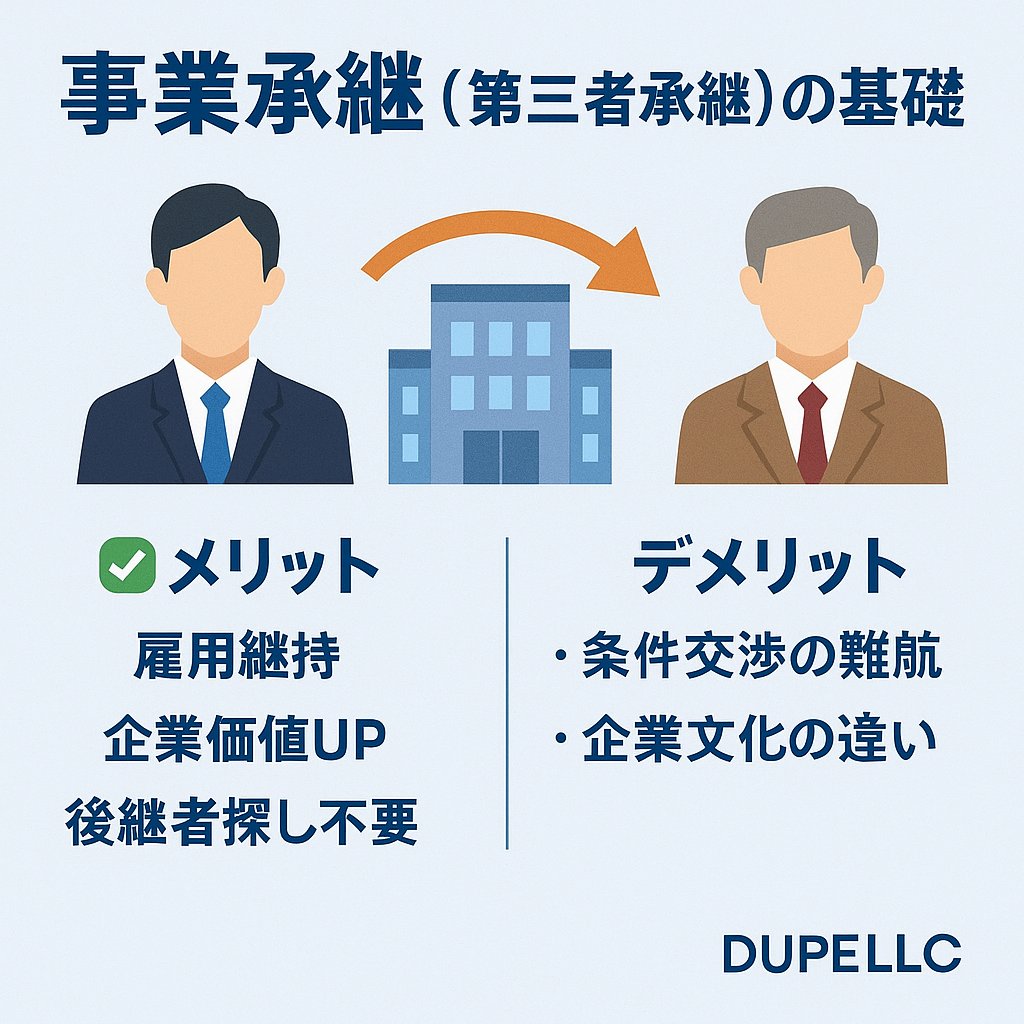 DupeLlc14751's tweet photo. #事業承継豆知識③  
後継者がいない時の選択肢＝M&amp;A（第三者承継）  
✅メリット：雇用維持／企業価値UP／後継者探し不要  
⚠️デメリット：条件交渉の難航／企業文化の違い  
「売る＝終わり」でなく「次につなぐ」承継方法。準備不足だと価格も条��も不利に。早期相談で成功率が大きく変わります！ https://t.co/H0ZJLNyR7J