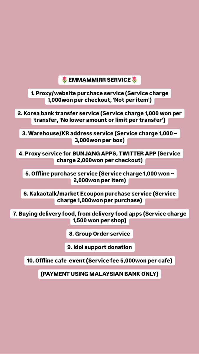 Open as always😊

KR proxy🇰🇷🇲🇾
2 October rate
1,000won = RM3.20

#pasarblackpink #pasarTREASURE #pasarENHYPEN #pasarNCTmy #pasarstraykidsMY #pasarBts #pasarbtsmy #pasartxtmy #pasarivemy #pasarSKZMY #krproxy #malaysiakoreaproxy #mykr #malaysiakoreabanktransfer #pasarplaveMY