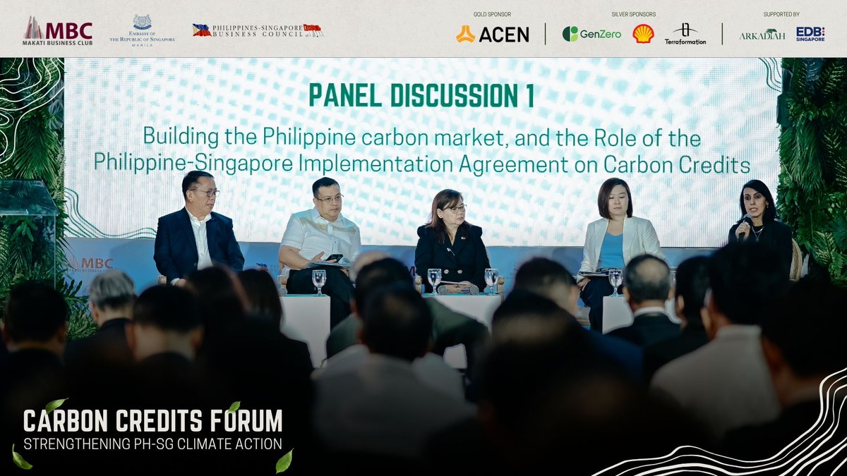 ON GOING PANEL DISCUSSION: Panel 1 focuses on "Building the Philippine carbon market, and the Role of the Philippine-Singapore Implementation Agreement on Carbon Credits."

#MBC #MBCCarbonCreditsForum #PHSGClimateAction #carbonmarkets