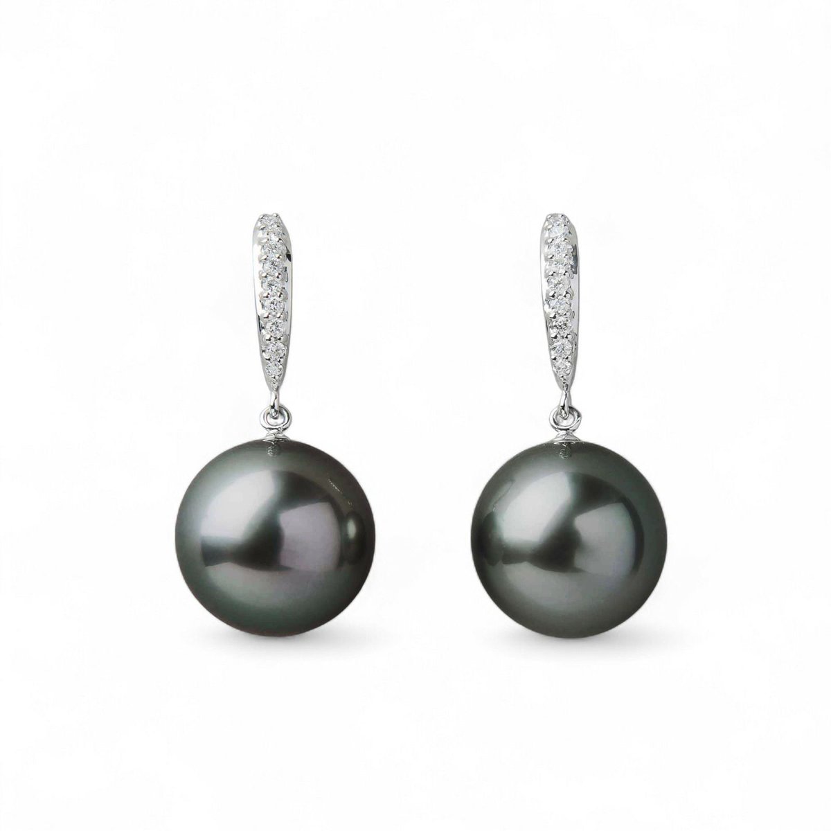 Pearl for Life】 タヒチ黒蝶真珠 ピアス 11mm PT900 -Aurora Lagoon 