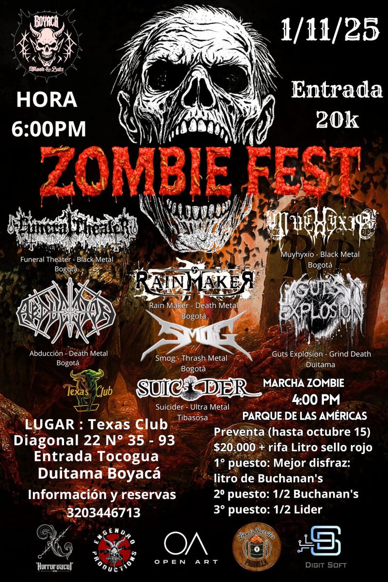 Les comentamos que estamos exactamente a un mes de regresar a tierras boyacenses.
Esperamos nos acompañen en el Zombie Fest, el próximo 1 de noviembre en Duitama - Boyaca.
Tour desde Bogotá información en el número 📱+57 3203446713.