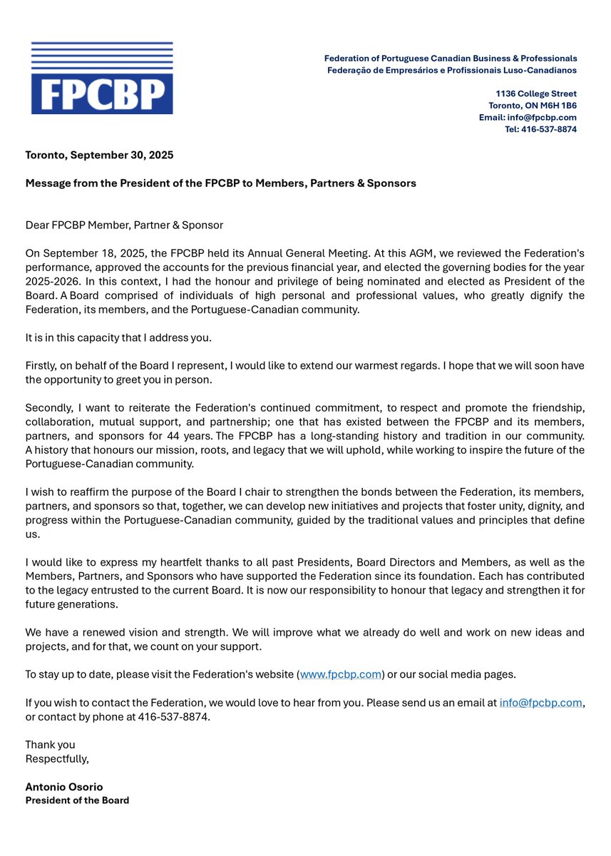 Message from the President of the FPCBP to Members, Partners &amp; Sponsors

You can also find the President’s full message on our website:fpcbp.com/news/message-f…