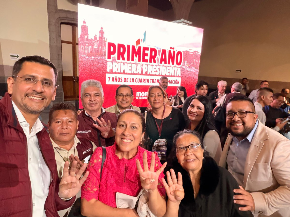 Hoy festejamos el 1º año del gobierno de la 1ª presidenta mujer Claudia Sheinbaum y 7 años de bienestar con la cuarta transformación.