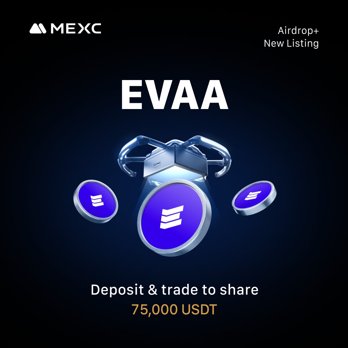 Alpha_MEXC's tweet photo. 🔔 MEXC New Listing 

‣ $EVAA @evaaprotocol
‣ $EVAA/USDT Trading: Oct 3, 2025, 10:00 (UTC)
‣ Deposit: Opened

‣ The $EVAA Airdrop+ campaign is heating up! Join to share 75,000 $USDT!

Join Airdrop+: https://t.co/V2IwuUIhZg https://t.co/lnvBToGmqR
