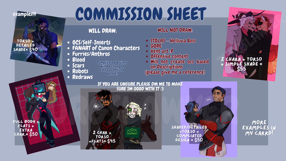 zurgslawyer's tweet photo. COMMISSIONS OPEN!! 
finally took me forever to make this but anyways
DM ME IF INTERESTED :3 &amp; If you want more examples look at my card <3
#commissionsopen https://t.co/ayfosE3vhr