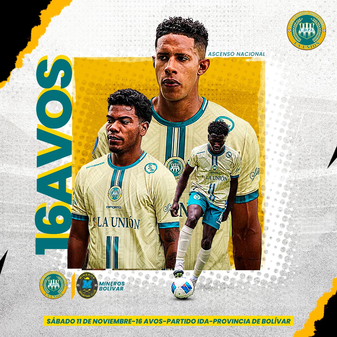 Club_La_Union's tweet photo. ⚽🔥 ¡YA TENEMOS RIVAL! 🔥⚽
El Club Deportivo La Unión se mide ante Mineros de Bolívar en los 16avos de final del Ascenso Nacional.

💚💛 Necesitamos que toda Cotopaxi se una!

🙌 ¡Levántate provincia, que el sueño del ascenso se escribe con tu aliento!

#ElMásGrandeDeCotopaxi https://t.co/LxdCJNovdn