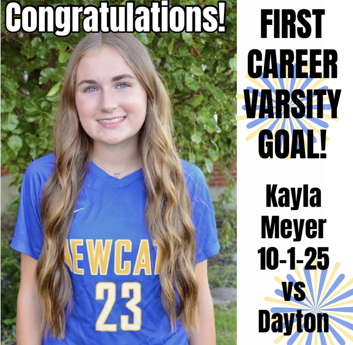 NCCLadyBredsSo's tweet photo. 1st Career Varsity Goal Alert!!! Freshman midfielder, Kayla Meyer found the back of the net tonight in our victory over the Dayton Green Devils! Congratulations Kayla! 

#attitude #effort #progress #letsgobreds #webelieve #DefendTheHill #thefutureisbright https://t.co/FOfDxKk03M