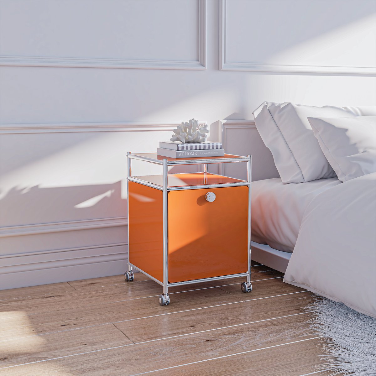 YangHua2247's tweet photo. @Simplink_Store 
✨ Orange storage cart ✨
Not just storage — also decor!
🪞 White walls + white bedding + wood flooring = perfect vibe.
#HomeDecor #StorageSolutions #InteriorDesign #CozyHome #RoomInspo #MinimalStyle https://t.co/fCokYGQ4CE