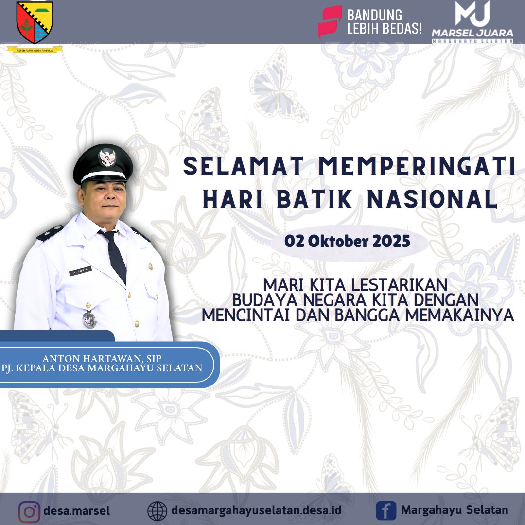 desamarsel_'s tweet photo. Selamat Memperingati Hari Batik Nasional. Mari kita Lestarikan Budaya Negara Kita dengan Cinta dan Bangga Memakainya. 
#desamargahayuselatan
#HariBatikNasional https://t.co/3en7zDqC1I