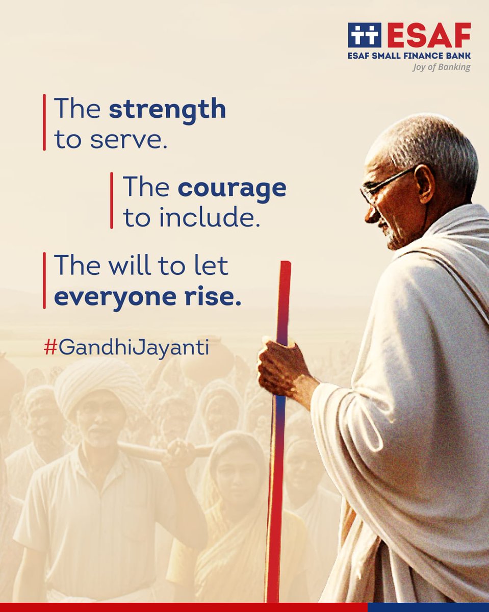 Gandhiji showed us that the greatest strength lies in service, the deepest courage in inclusion, and the truest leadership in lifting others.
This Gandhi Jayanti, ESAF carries forward that vision — building an economy where progress is shared, and communities rise together.