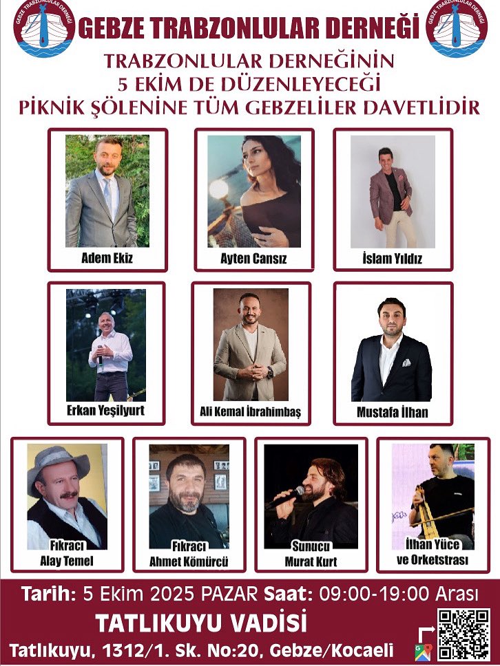 Gebze Trabzonlular Derneği

5 Ekim 2025 Pazar günü Tatlıkuyu Vadisi’nde düzenlenecek Piknik Şöleninde buluşmak dileğiyle…
