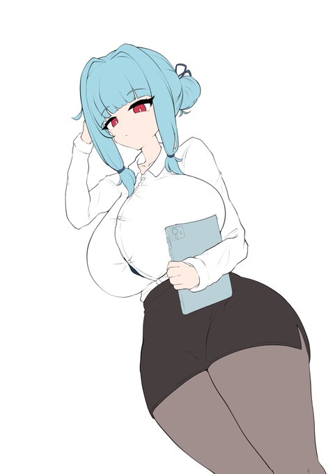 軽率に抜いてくれる無表情で優しい上司の葵ちゃんを描いてる￼ 髪のアクセ取ったから葵ちゃん感あんまないけど