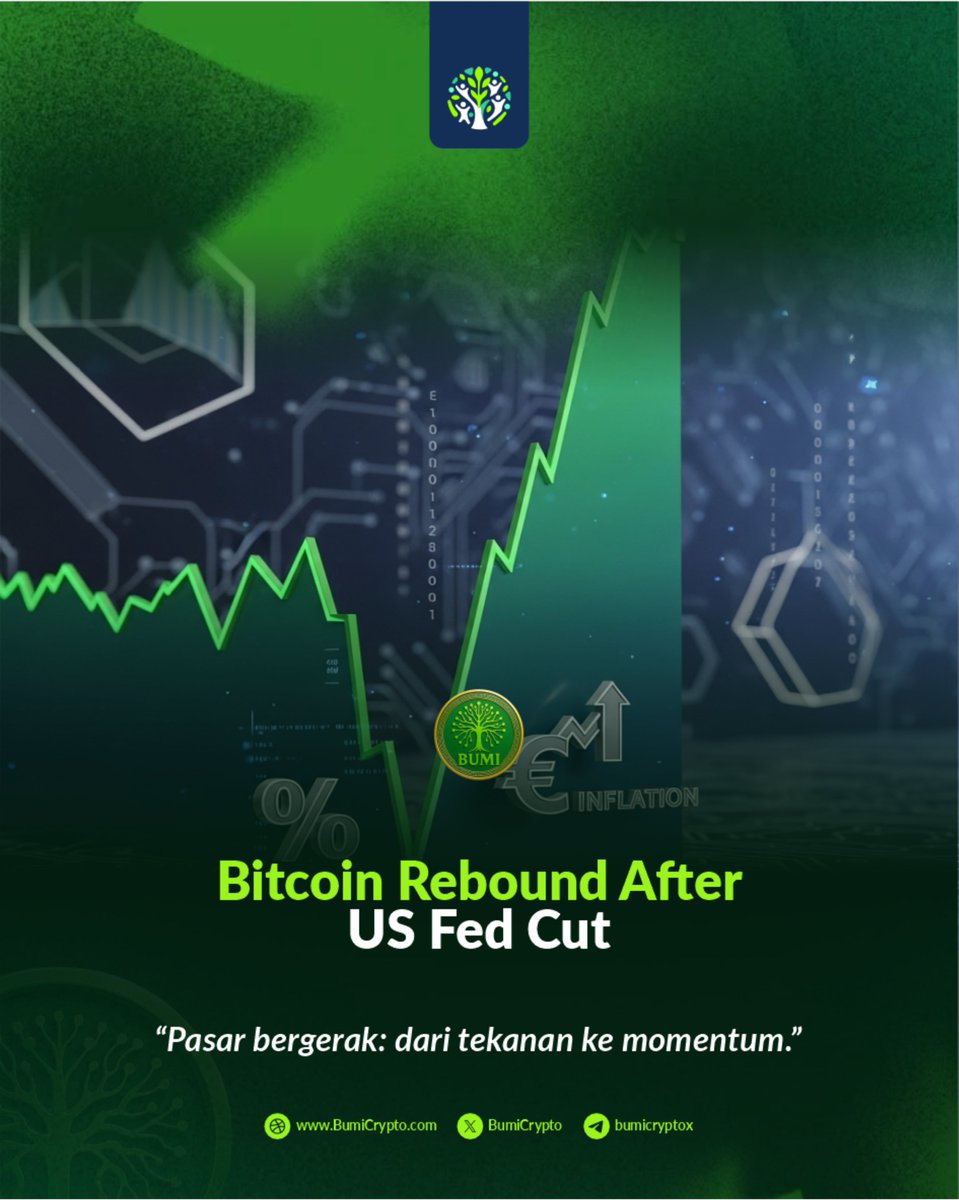BumiCrypto's tweet photo. 📈 Bitcoin Rebound Setelah US Fed Cut
Pemangkasan suku bunga oleh The Fed bikin pasar crypto bergairah lagi.
Bitcoin langsung bergerak naik, dari tekanan ke momentum baru.
Apakah ini sinyal awal bullish trend?
#BumiCrypto #Bitcoin #CryptoMarket #USFed #Bullish https://t.co/PmbiSu65g7