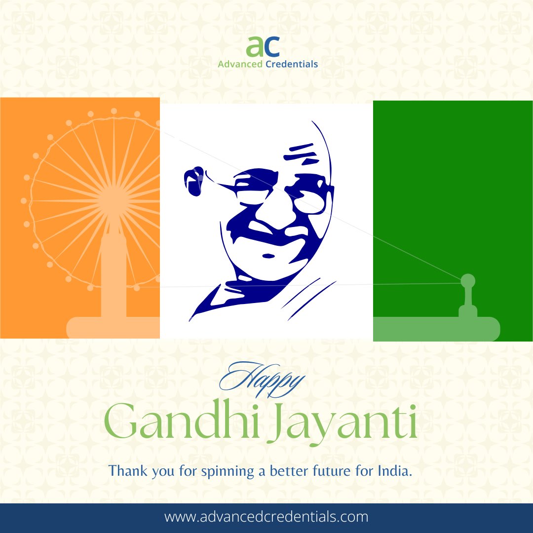 advcredentials's tweet photo. 🌿 Happy Gandhi Jayanti 🌿

“Be the change you wish to see in the world.” ✨

At Advanced Credentials, we draw strength from Gandhiji’s values to keep learning and growing. 🙏

#GandhiJayanti #BeTheChange https://t.co/KWEK5IAZCW