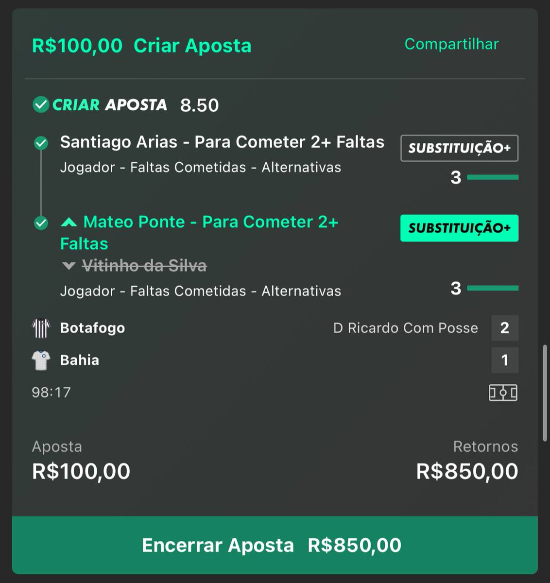 PUTA QUE PARIU!!! ISSO É LUCA PROPS!!! 🔥🔥🔥

Quem entrou no VIP ontem já começou COM O PÉ DIREITO: escadinha LINDA na conta!

Odd 8.00 ✅ Odd 51 ✅. E ainda teve várias individuais batendo durante o dia.

VAMOOOOS POR MAIS, SEMPRE! 🤝