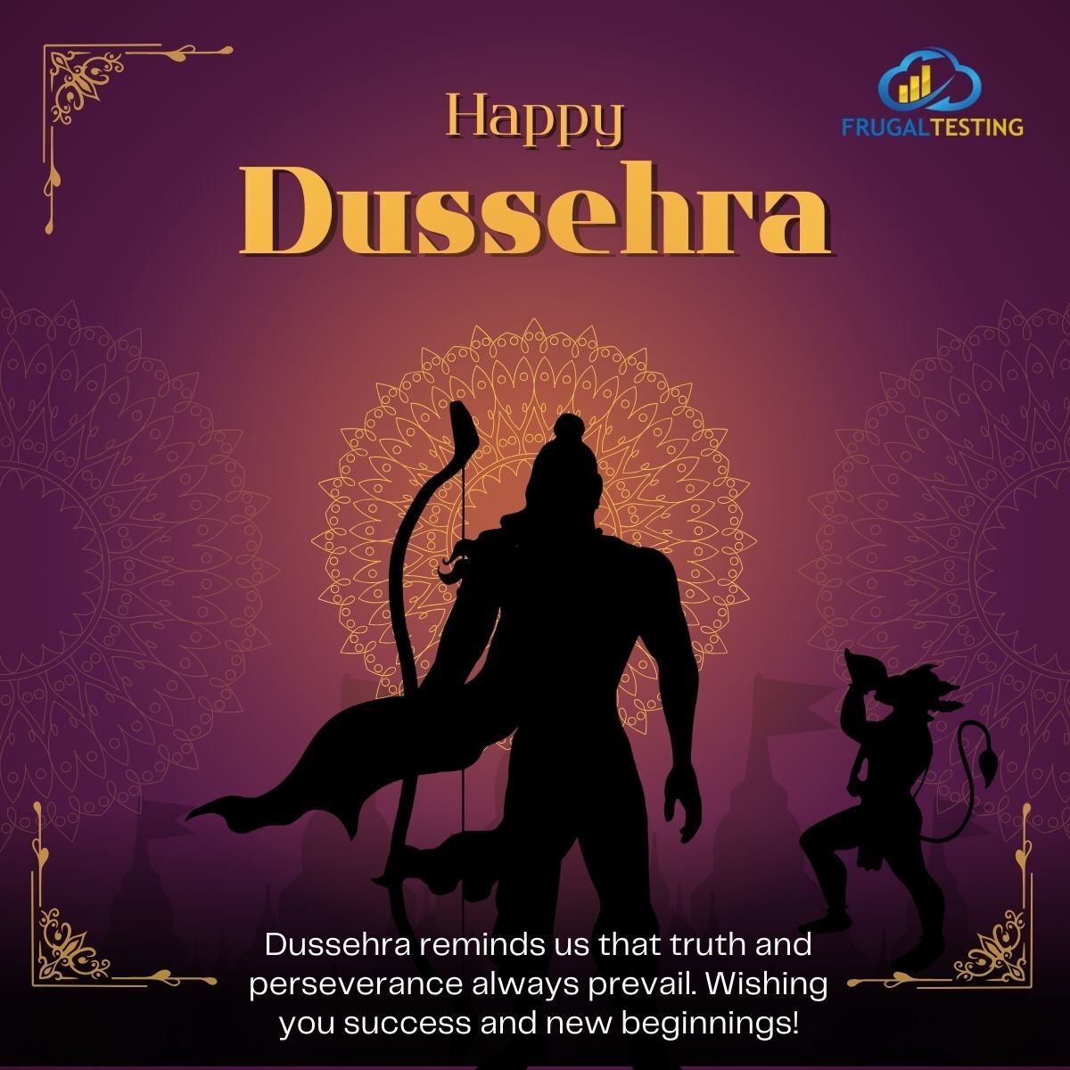 Here's to new victories and brighter days ahead.

Team Frugal wishes you a joyful Dussehra!

#dussehra2025 #bugfreegoals #vijayadashami #frugaltesting