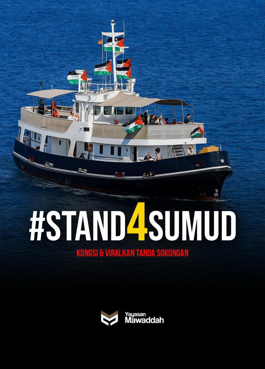 Nurintashaa's tweet photo. Global sumud flotilla is a humanitarian aid mission. They bring foods &amp; medical supplies to Palestinians. They did not bring any weapons. They did not do any harm &amp; did not breaking any international laws.

All eyes on sumud flotilla! 🇵🇸 https://t.co/Bq3WlAIscs