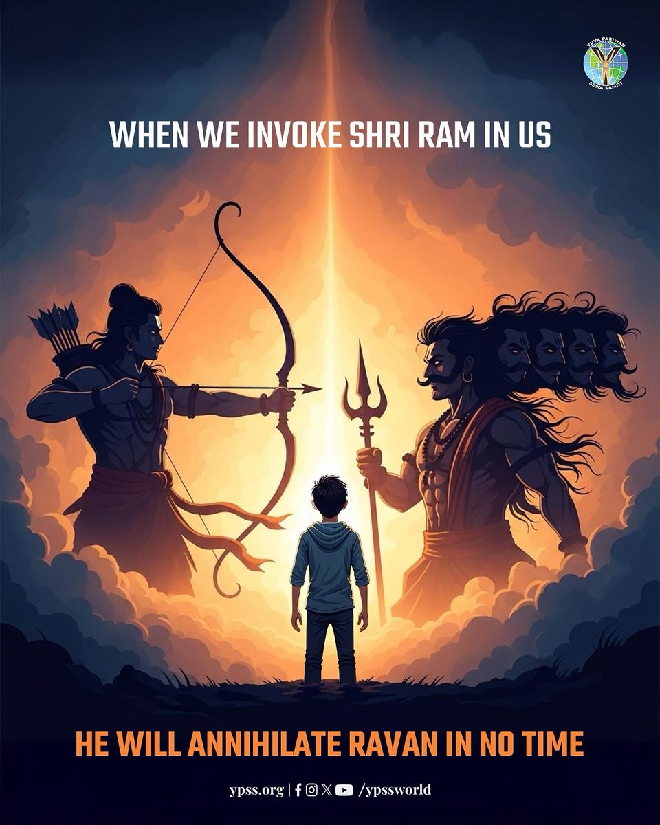 YPSSWorld's tweet photo. When we invoke Shri Ram in us, He will annihilate Ravan in no time...
#Dussehra #YPSS #Ram #Ravan https://t.co/rzjT5PIwXc