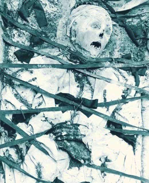 This is the corpse of Anna Maria Von Stockhausen, bound to prevent her from rising from the dead. She was accused of being a witch and a vampire during the Middle Ages, in the time of the Black Plague. It is said that she returned from the dead six times, which is less than the