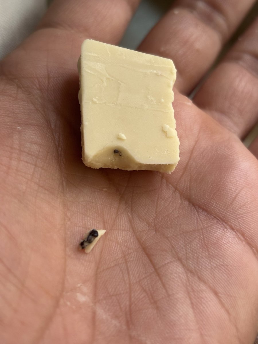 Dharmen96194495's tweet photo. I was having Amul White chocolate with my son and what i found in this Chocolate will shock you.
It was a dead ‘FLY’ in the chocolate.
I raised a complaint but no action taken and i got a call that they will just replace the product
@Amul_Coop @fssaiindia @jagograhakjago @ZeeNews https://t.co/zzwt3xt5VI