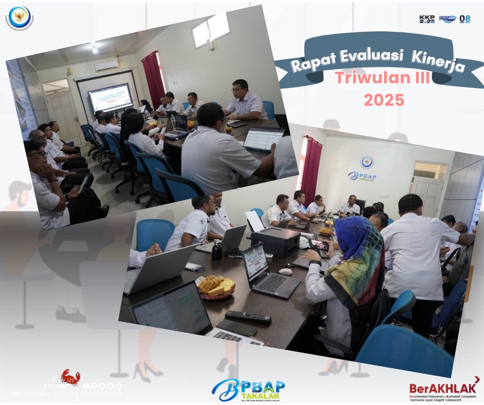 Sobat budidaya, BPBAP Takalar melaksanakan Rapat Evaluasi Kinerja Triwulan III Tahun 2025.
Kegiatan ini menjadi momentum penting untuk meninjau capaian program serta menyusun langkah strategis dalam mencapai target yang telah ditetapkan. 📊✨