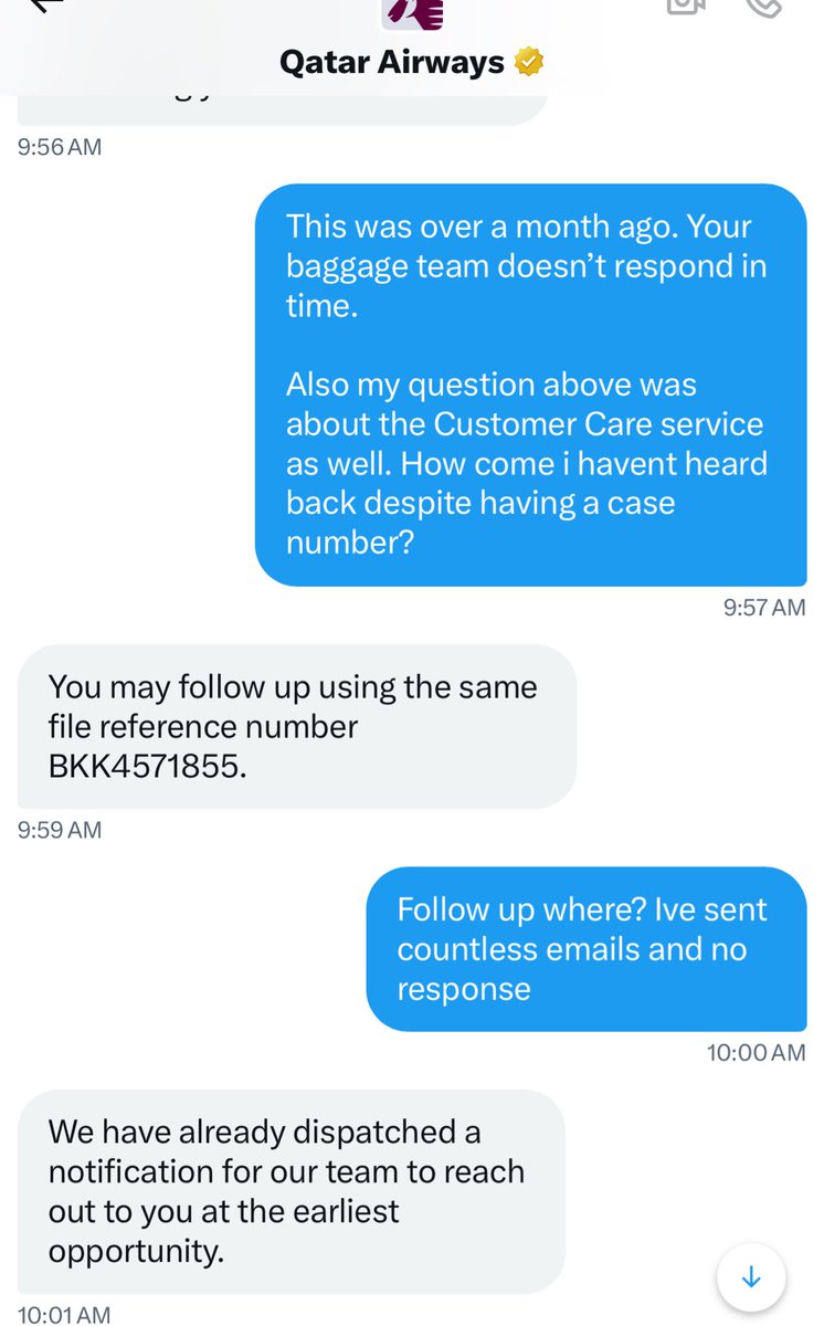 MariaShumusti's tweet photo. @qatarairways @qrsupport Is the trick to go around in circles and tire me out? I would sincerely appreciate some straightforward communication from @qrsupport.

Customers complaining about broccoli receive better customer support with airlines like @emirates &amp; here I am, 45+ days later posting the same. https://t.co/jz7Ak9UC0P