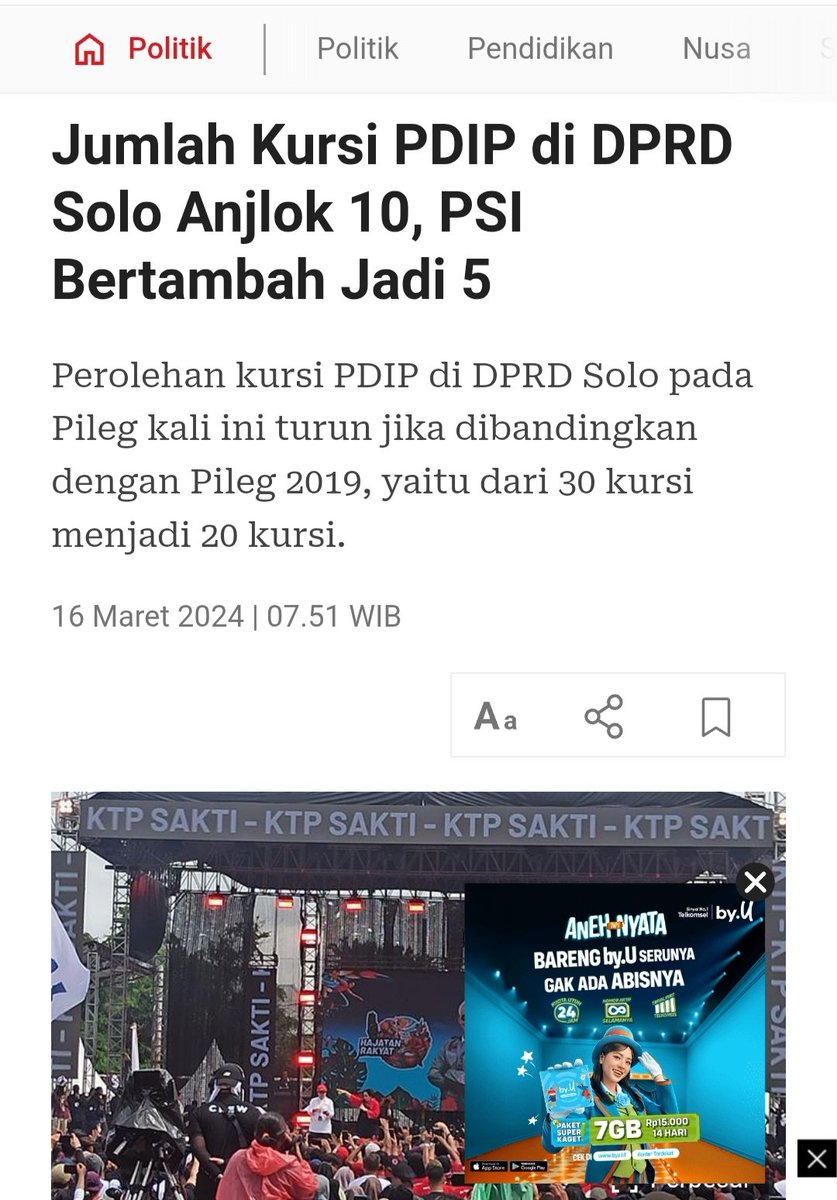 Innalillahi ada penurunan jumlah kursi DPRD Kota Solo pada Pileg 2024 seharusnya menjadi alarm serius bagi kepemimpinan Ketua DPC PDIP Solo, FX Hadi Rudyatmo. Selama ini, Solo dikenal sebagai kandang banteng yang nyaris tak tergoyahkan.

Selamat Hari Batik Nasional 
Dumai Napoli