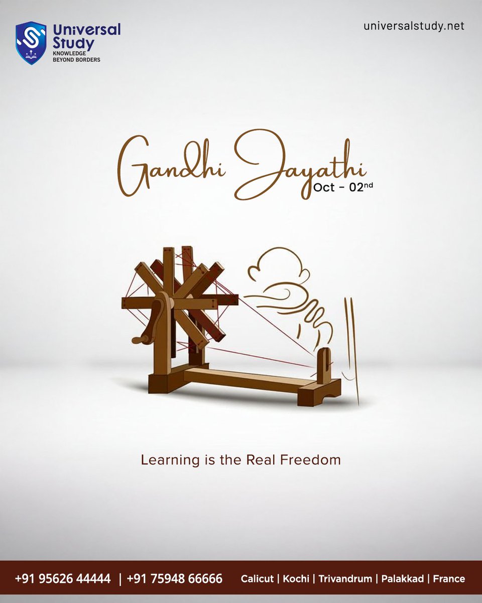 Study79364Study's tweet image. “Learning is the real freedom.”

Universal Study wishes you all a meaningful and inspiring Gandhi Jayanti 🙏

#GandhiJayanti #UniversalStudy #MahatmaGandhi #Peace #Truth #Freedom #Education #KnowledgeBeyondBorders