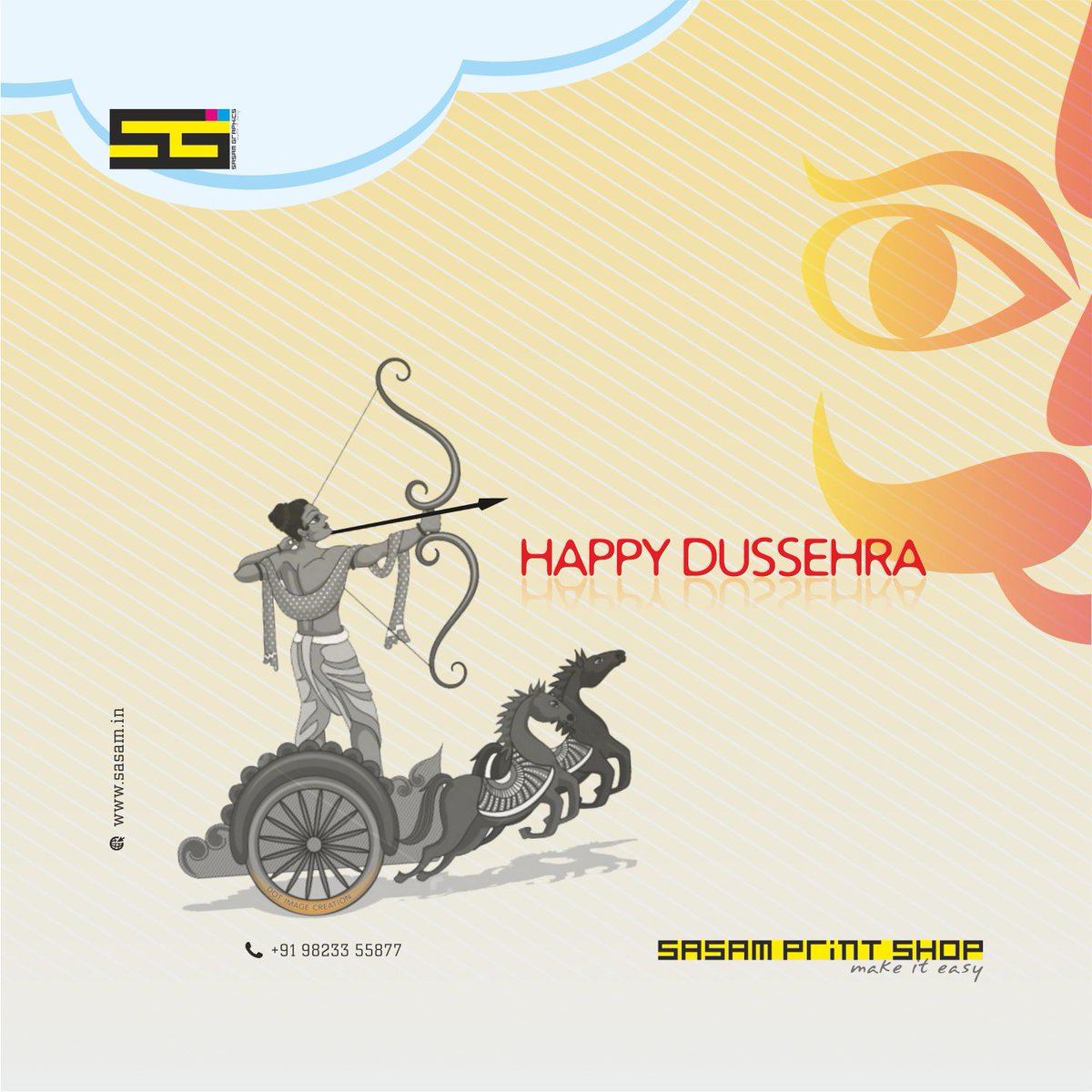 sasam_graphics's tweet image. Happy Dussehra

Dussehra reminds us that no matter how strong evil seems, truth and goodness will always prevail.

“Make it easy” Online commercial printing for every need.
#Sasam #PrintShop #Pune
 Call/WhatsApp: +91 98233 55877
 Visit: sasam.in