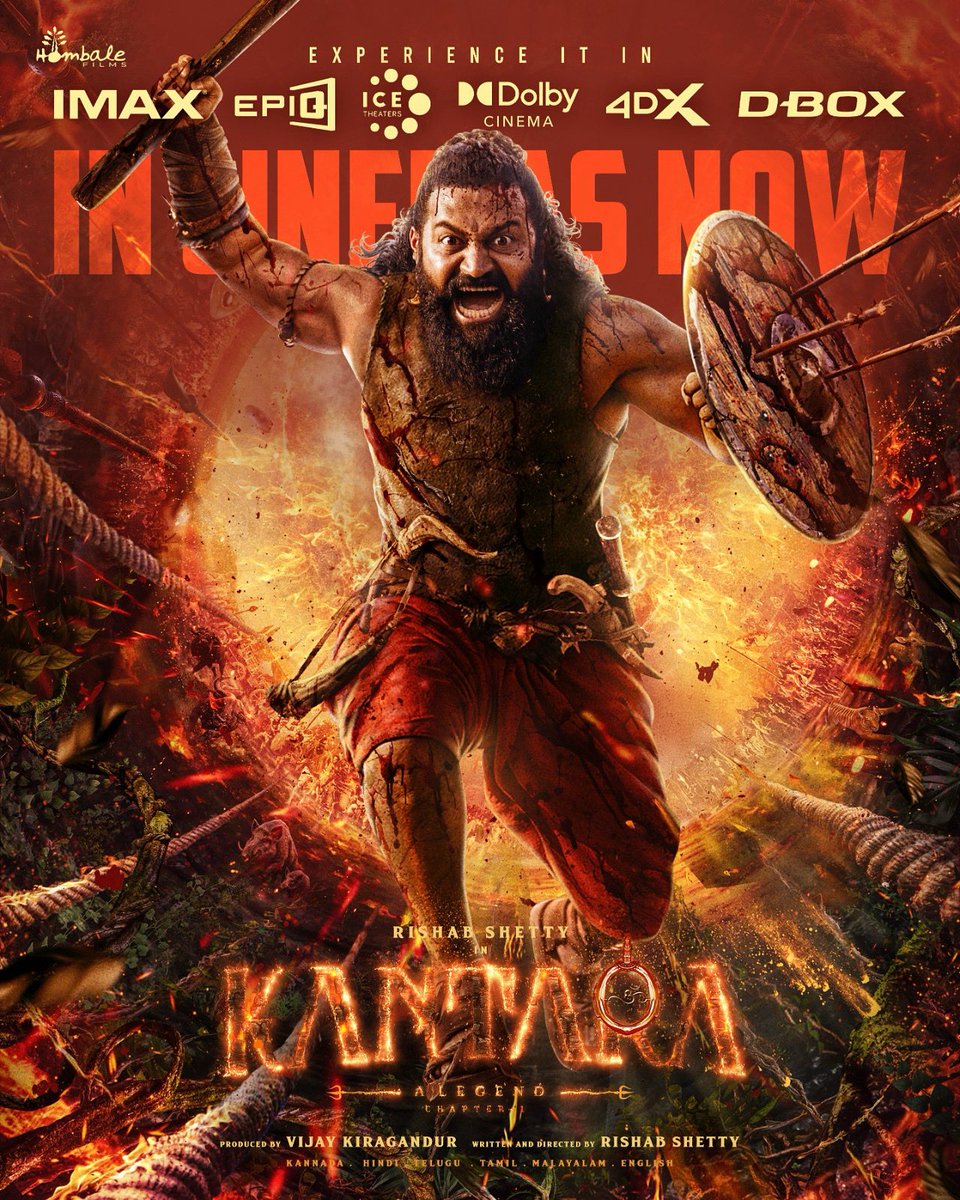 #KantaraChapter1 is all yours now.

Witness the divine cinematic magnificence on the big screens 🔥

#KantaraInCinemasNow #DivineBlockbusterKantara #BlockbusterKantara #KantaraEverywhere

#Kantara <a href="/hombalefilms/">Hombale Films</a> <a href="/KantaraFilm/">Kantara - A Legend</a> <a href="/shetty_rishab/">Rishab Shetty</a> <a href="/VKiragandur/">Vijay Kiragandur</a> <a href="/ChaluveG/">Chaluve Gowda</a> <a href="/rukminitweets/">rukmini</a>