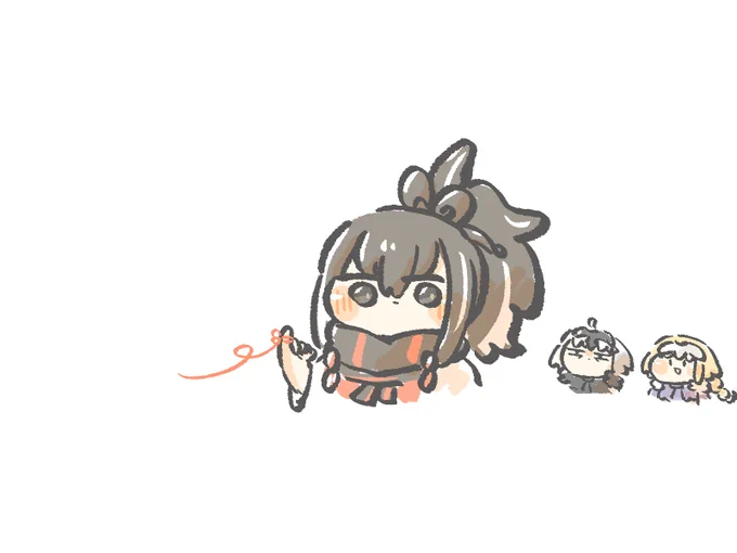 リクエストのげんさいちゃんの主人公への発言に反応しているジャンヌ達だよ!げんさいちゃん来てくれてないから調べたけどこの発言のことかな?だとしたらこうかな?こうなるかな?わかんないね!